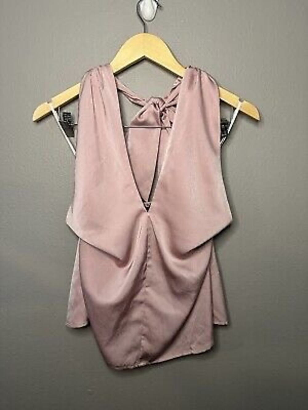 VICI pink halter top, NWT, Crossover style in poly satin. B79, Size XL, $48